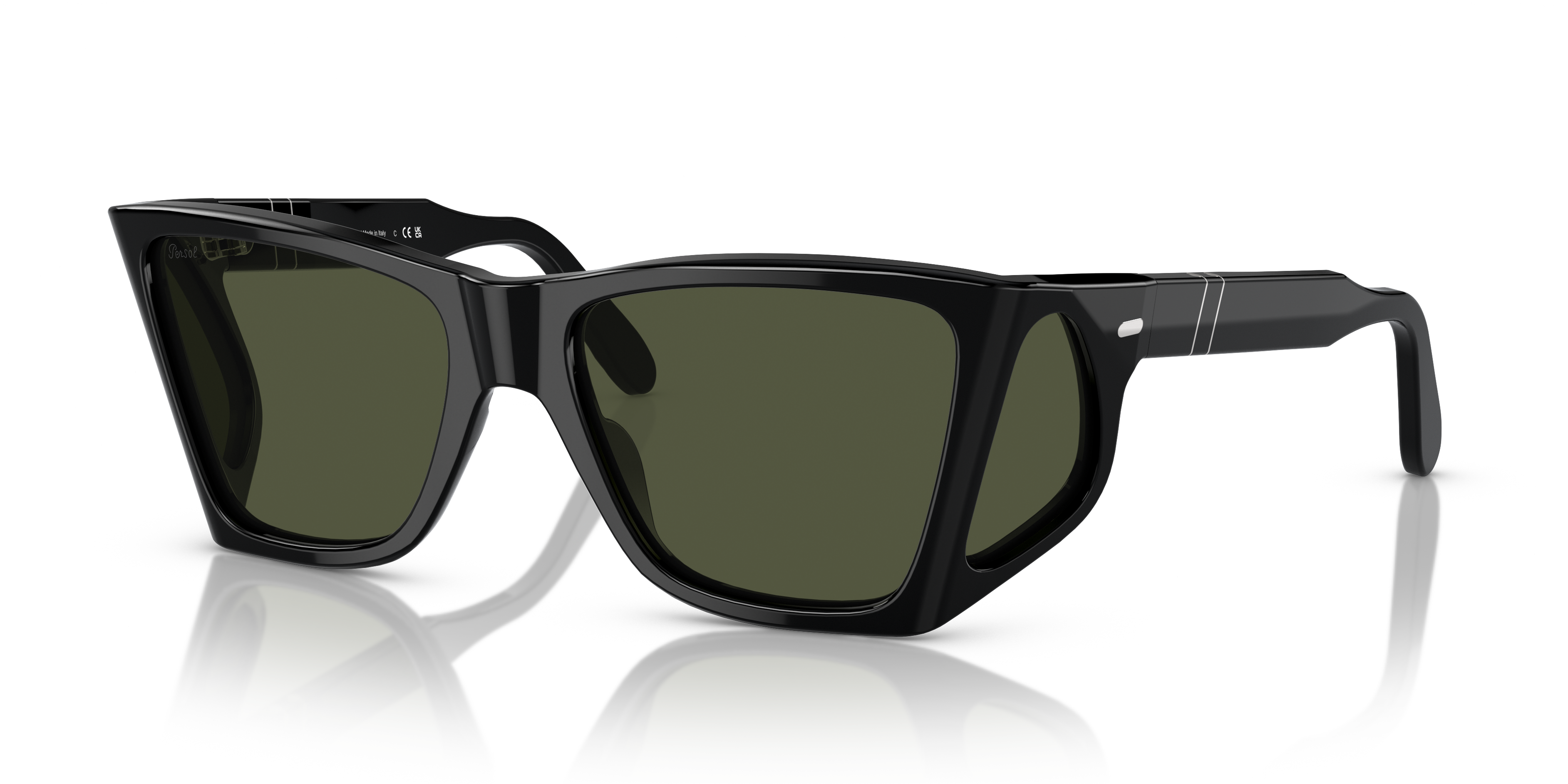 Persol PO0009 with Black Frame and Green Lenses | Persol® US