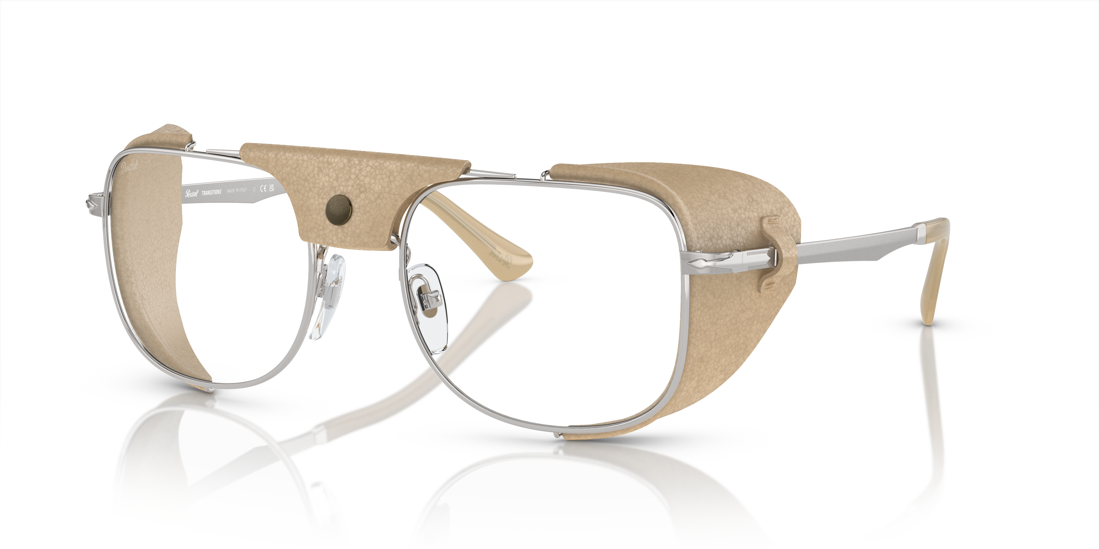 小物 persol Persol PO1013SZ - Transitions® with Silver Frame and Grey Lenses