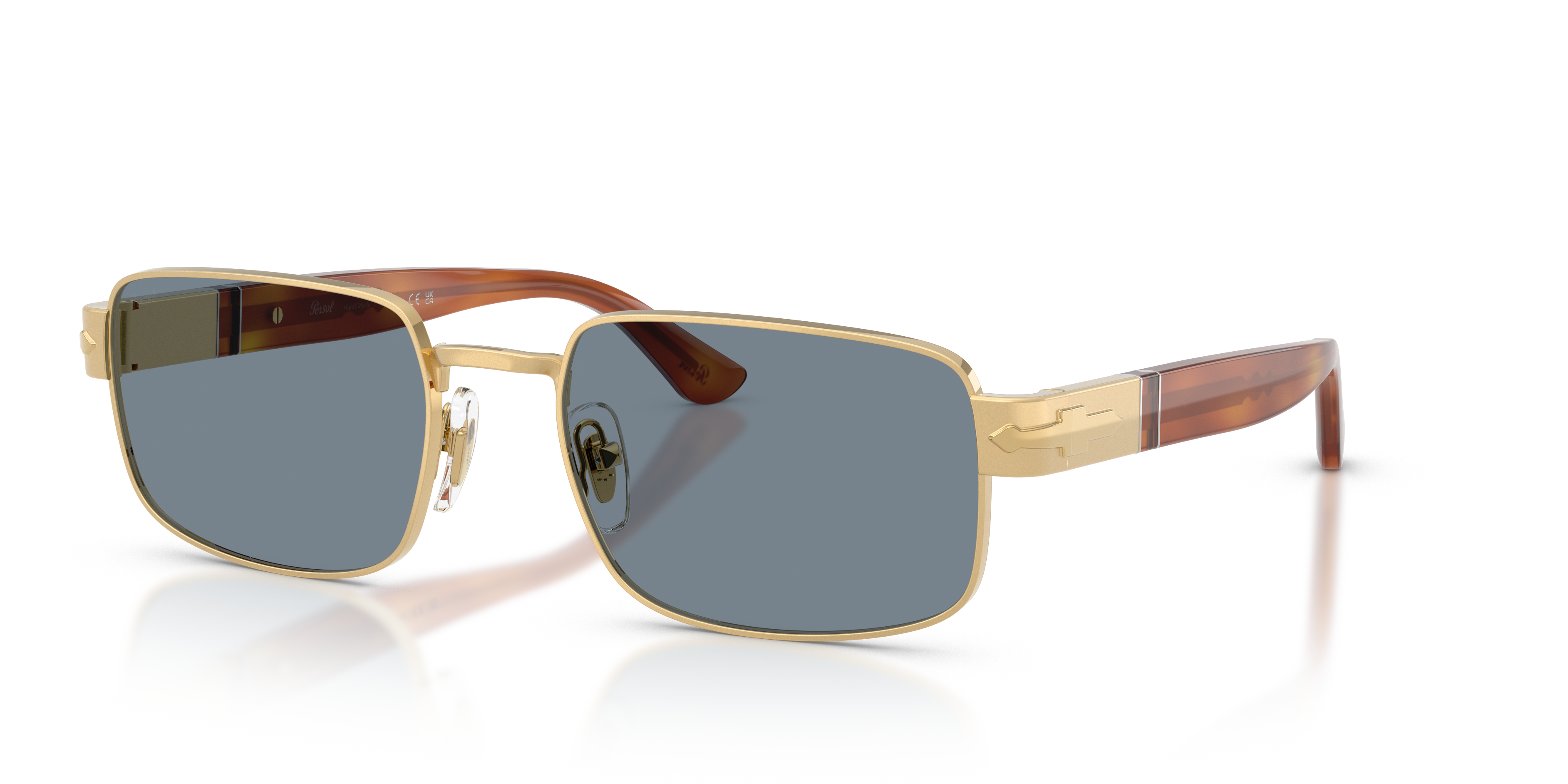 Persol サングラス ケース付き Persol PO1022S with Gold Frame and Blue Lenses | Persol® US