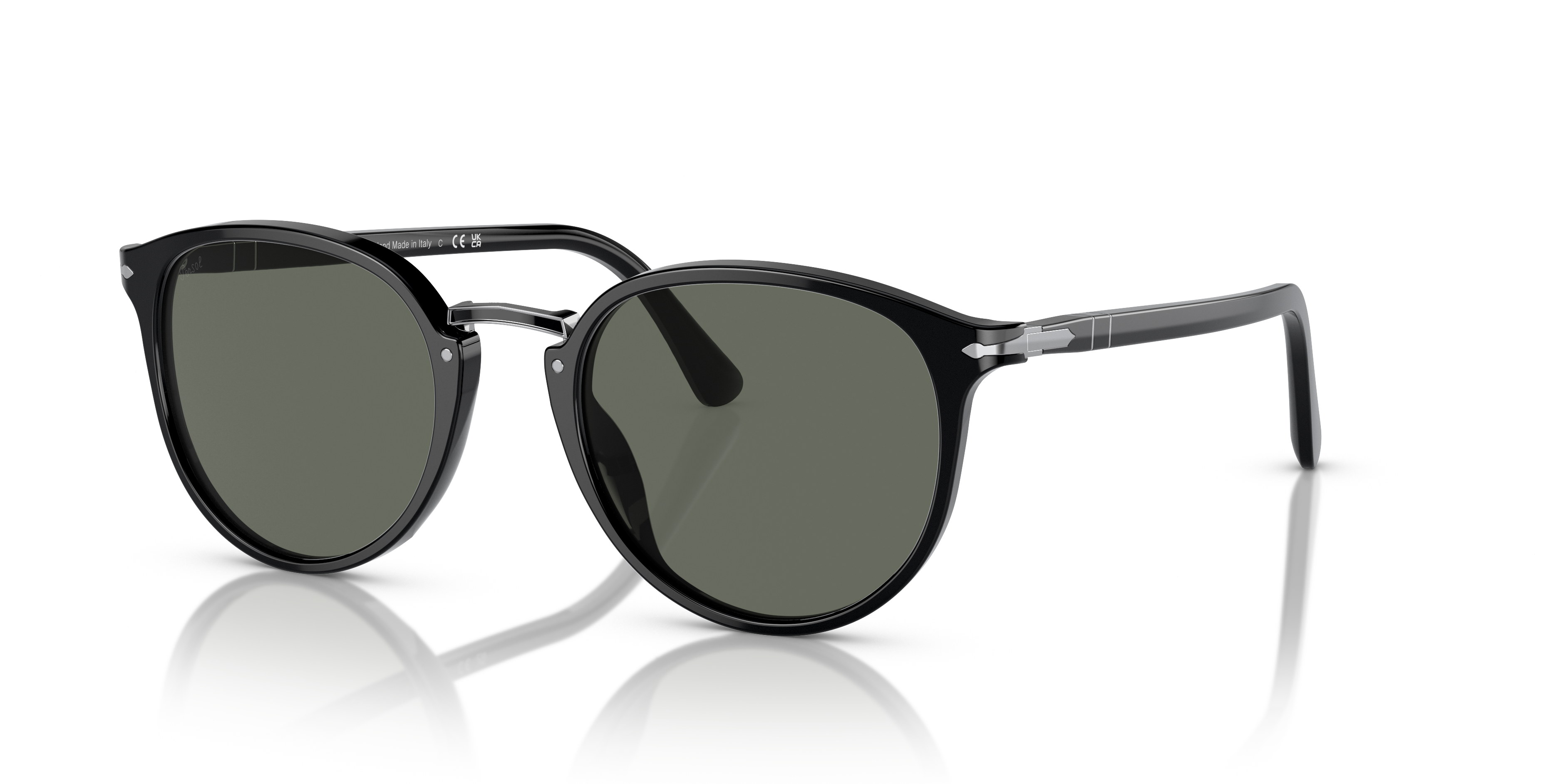 POCCOLUS blackl ブラックメタル Persol PO3210S with Black Frame and Green Lenses | Persol® US