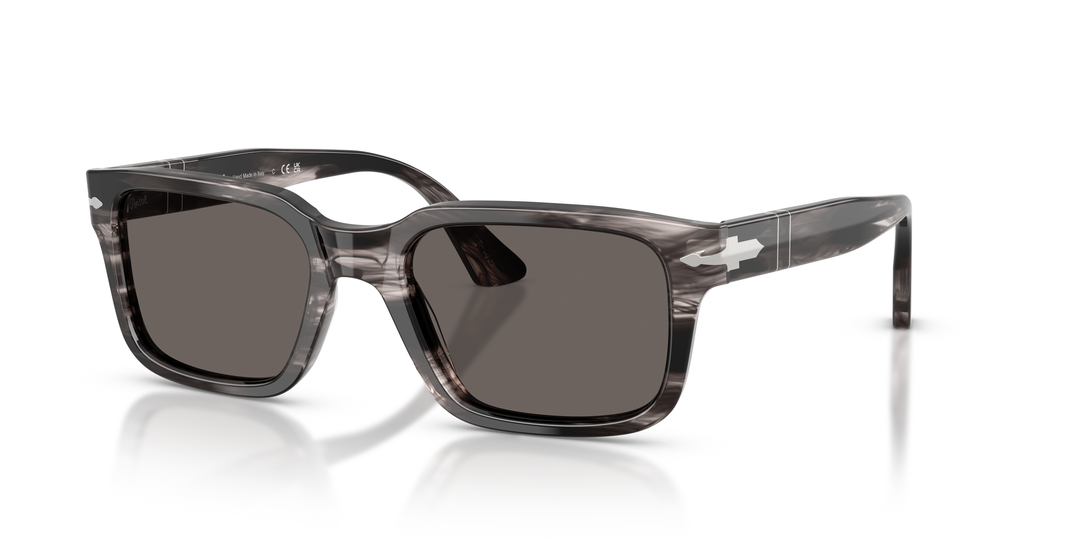 Persol PO3272S with Striped Black & Grey Frame and Grey Lenses