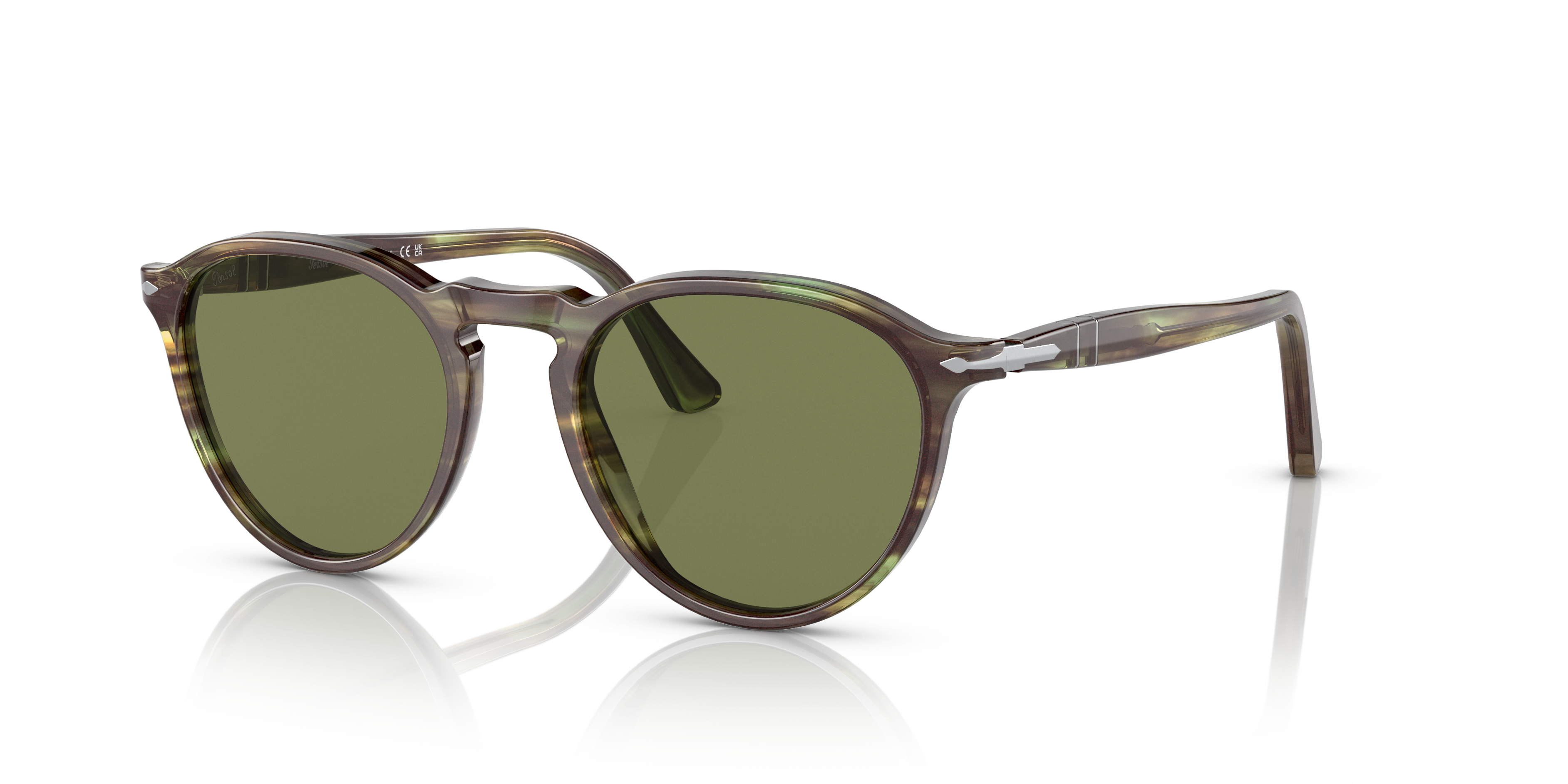 poyos2 Persol PO3286S with Striped Green Frame and Green Lenses | Persol® US