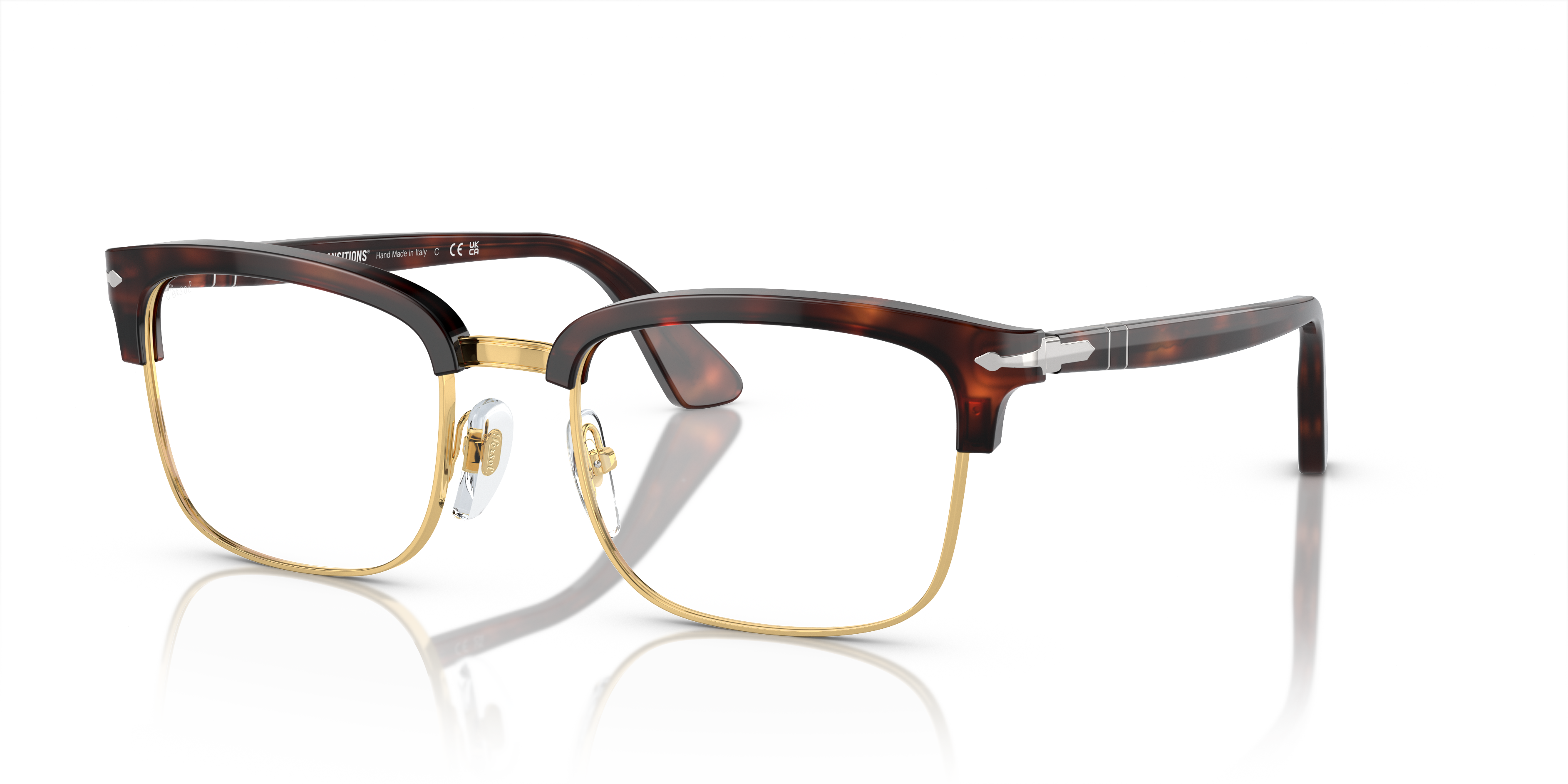Persol サングラス クリアレンズ ケース付き Persol PO3327S - Transitions® with Havana Frame and Green Lenses