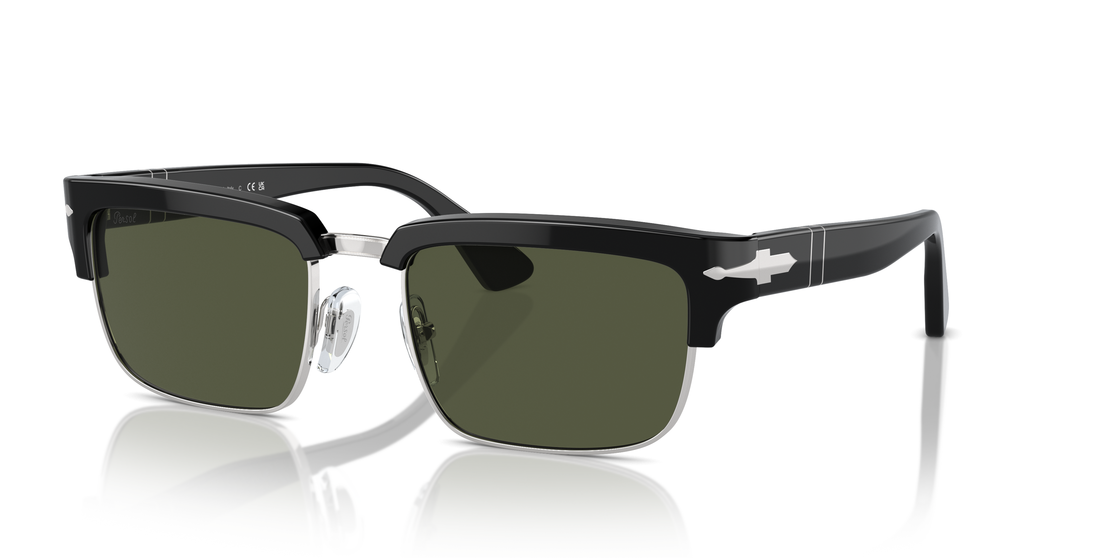 Persol PO3354S with Black/Silver Frame and Green Lenses | Persol® US