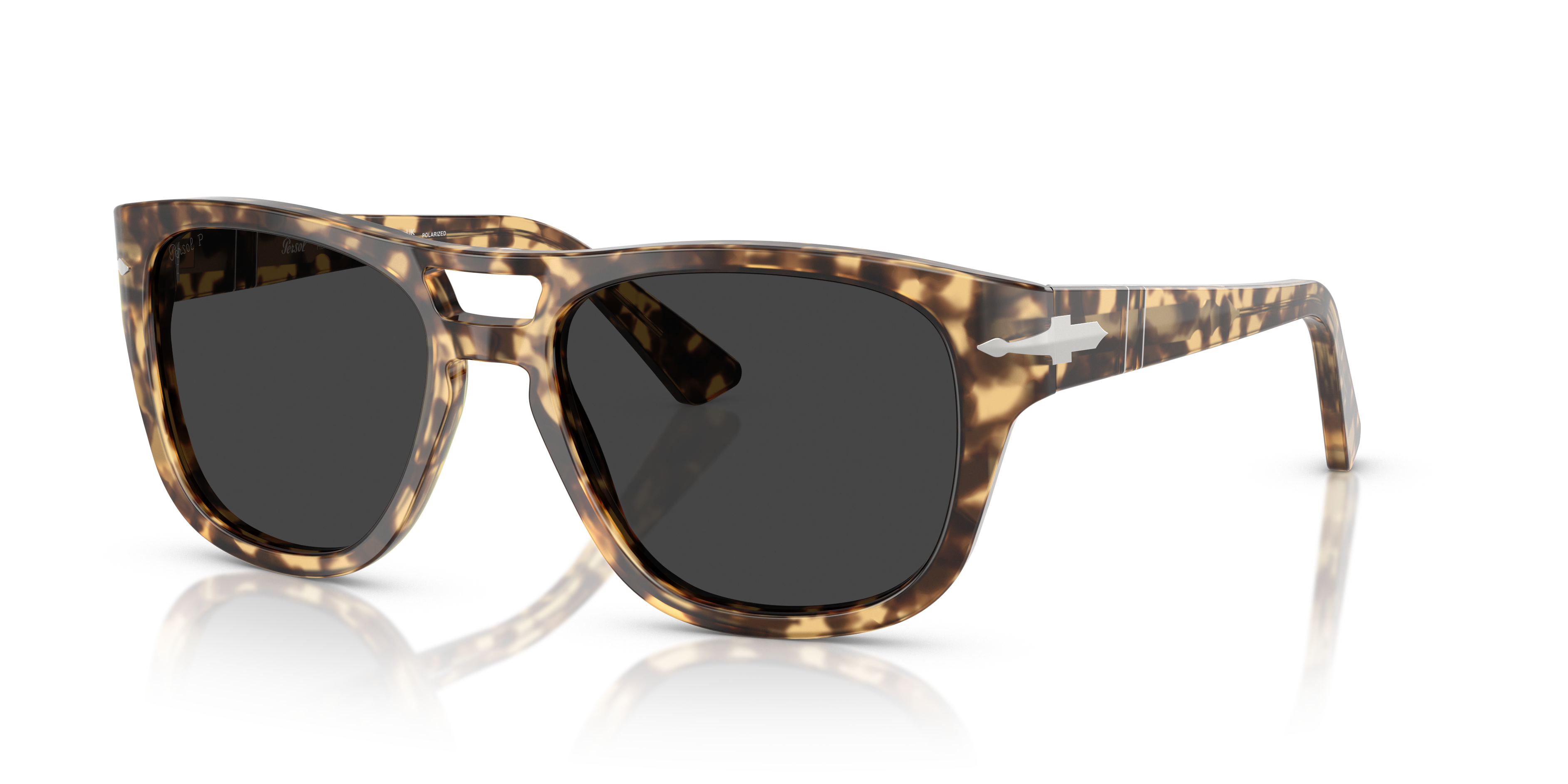 Persol PO3366S with Brown Beige Tortoise Frame and Black Lenses