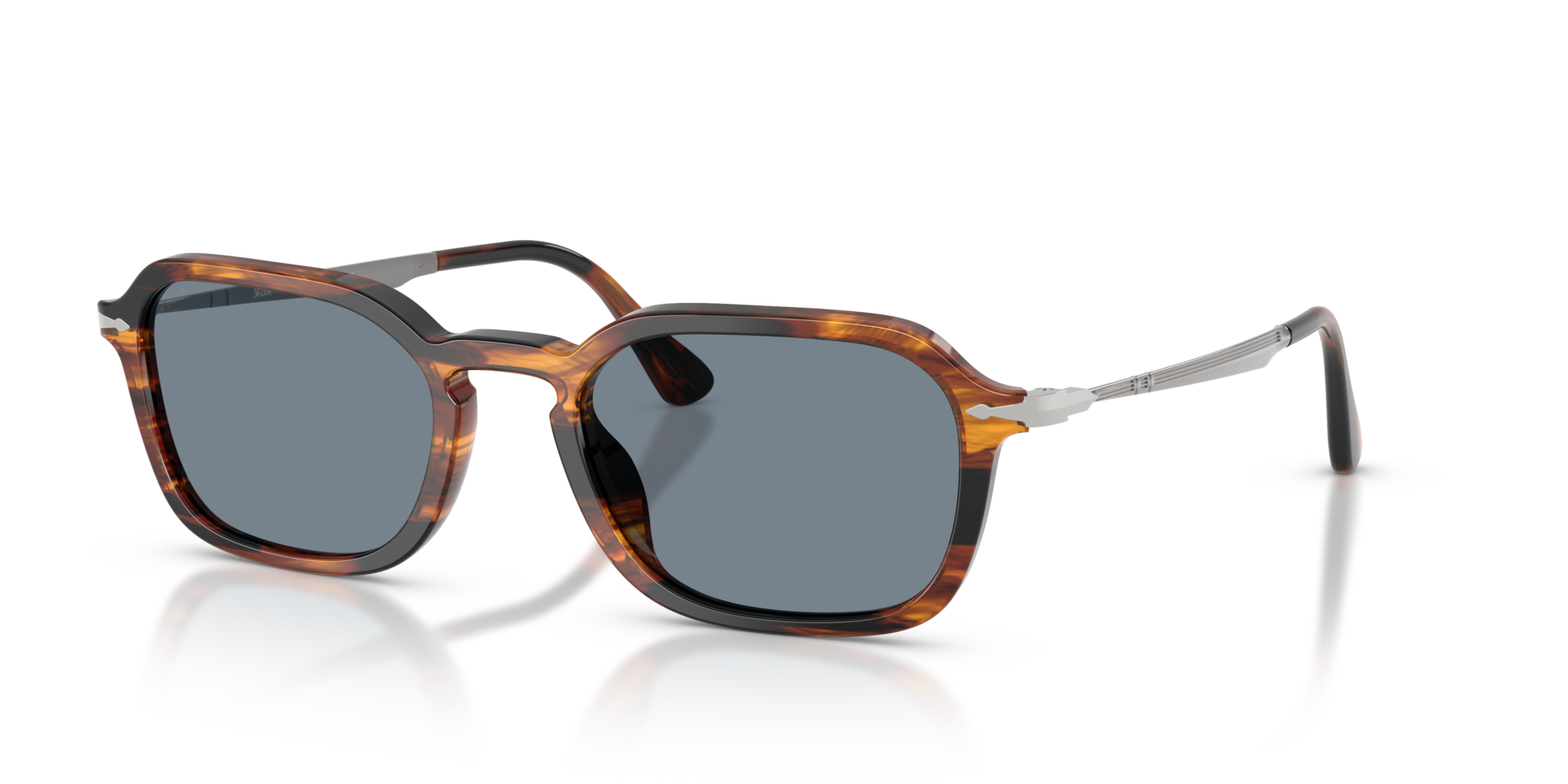 Persol PO3381S with Striped Black & Brown Frame and Blue Lenses