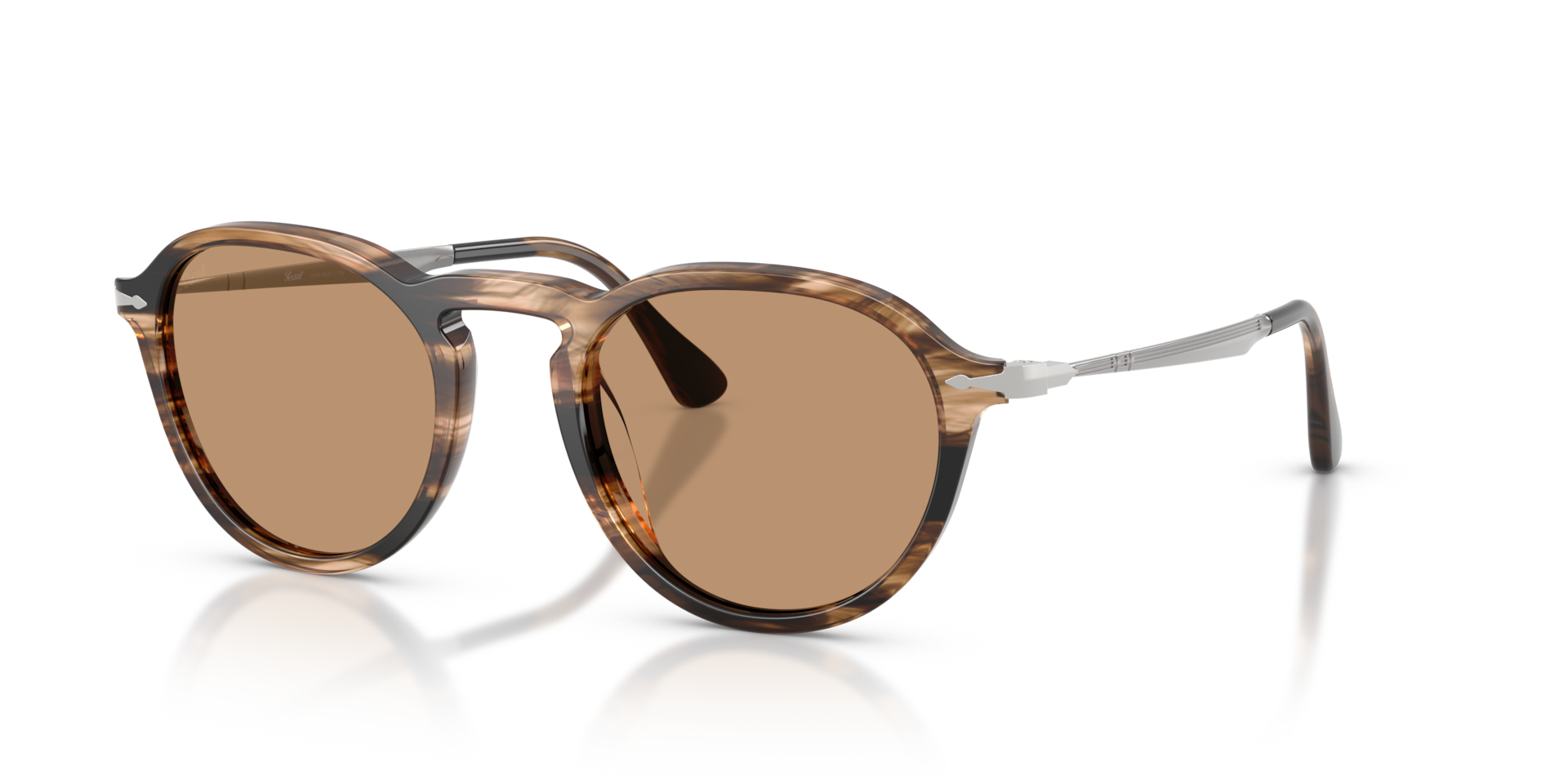 Persol PO3383S with Striped Black & Greish Brown Frame and Brown