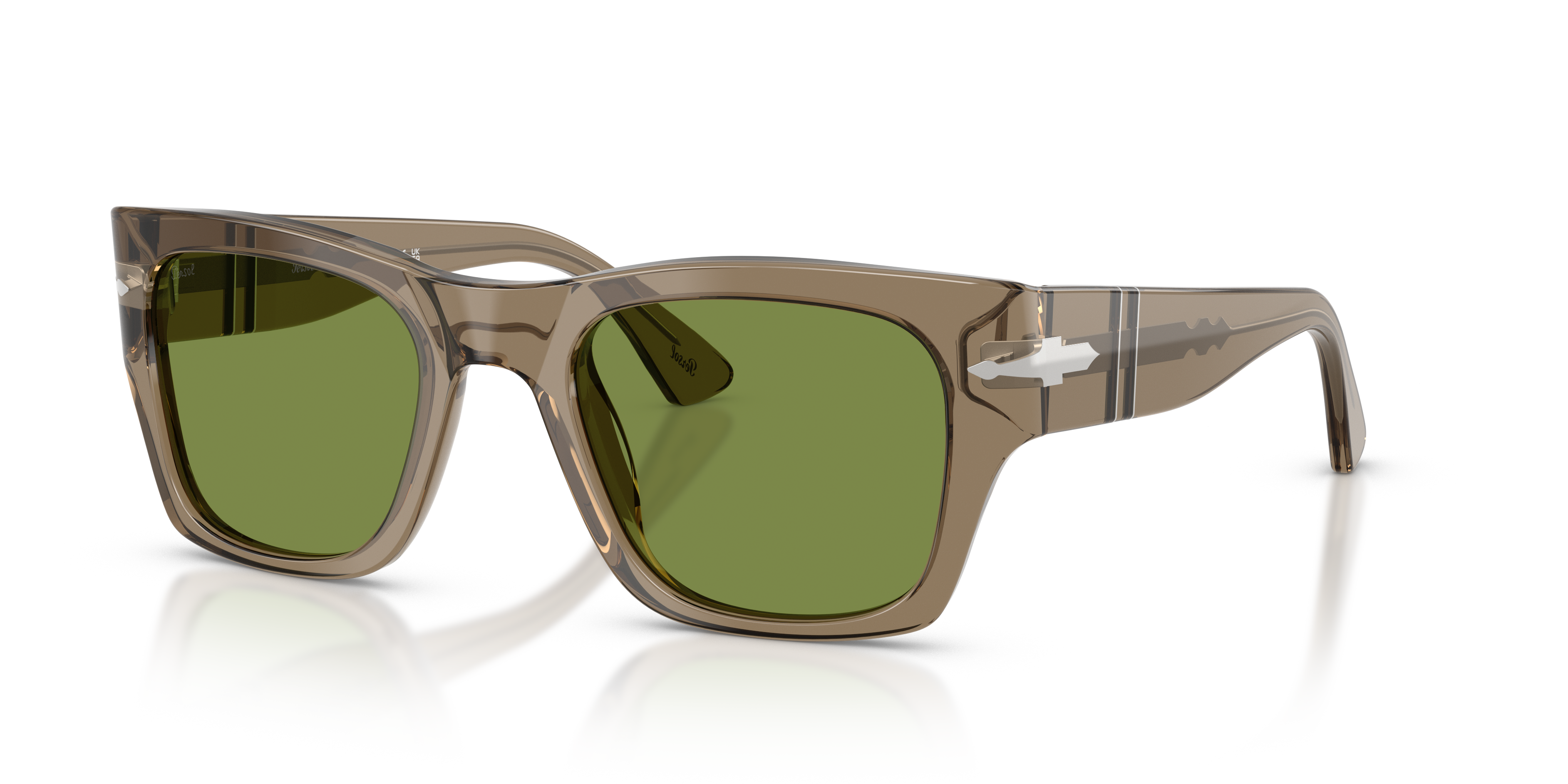 Persol PO3384S with Transparent Bown Frame and Green Lenses
