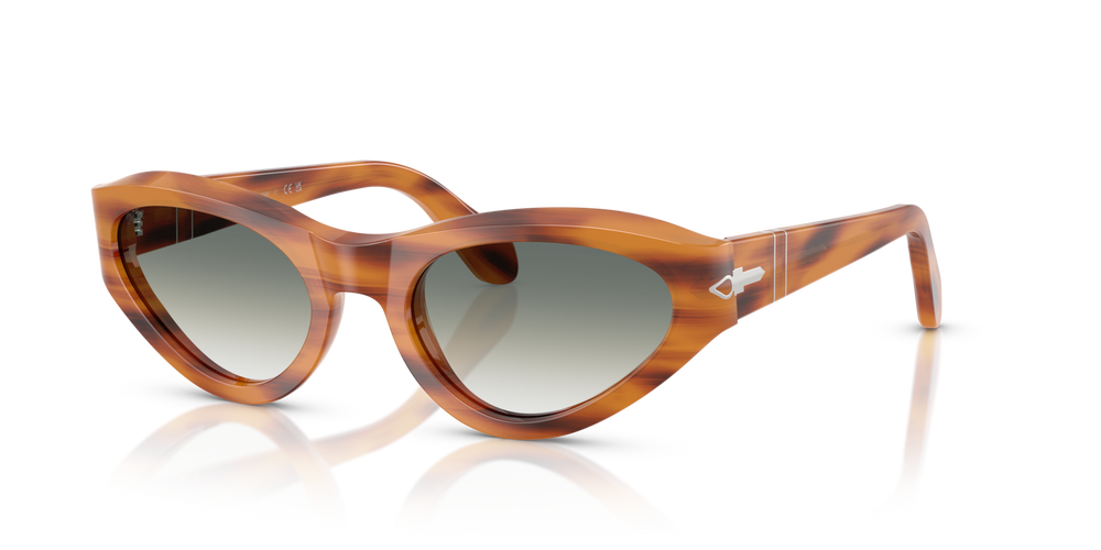 Persol PO0052S with Striped Brown Frame and Green Lenses - Image 1