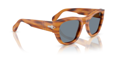 Persol PO0054S with Striped Brown Frame and Blue Lenses - Image 3