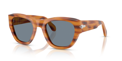 Persol PO0054S with Striped Brown Frame and Blue Lenses - Image 1