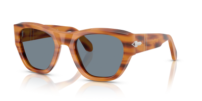 Persol PO0054S with Striped Brown Frame and Blue Lenses - Image 1