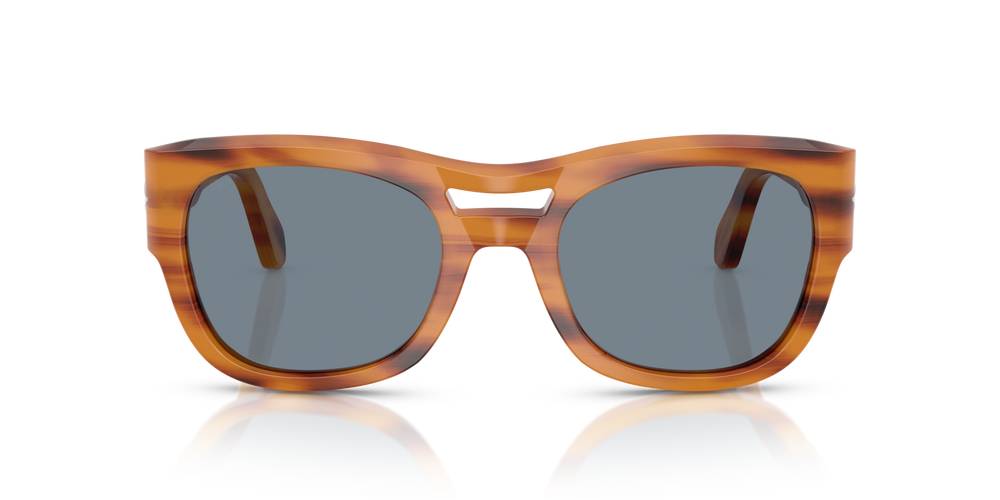 Persol PO0064S with Striped Brown Frame and Blue Lenses - Image 2