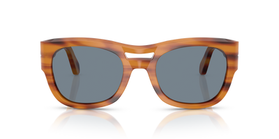 Persol PO0064S with Striped Brown Frame and Blue Lenses - Image 2