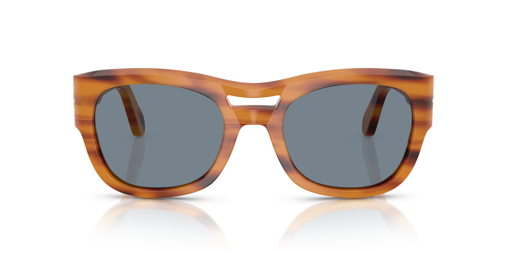 Persol PO0064S with Striped Brown Frame and Blue Lenses - Image 2