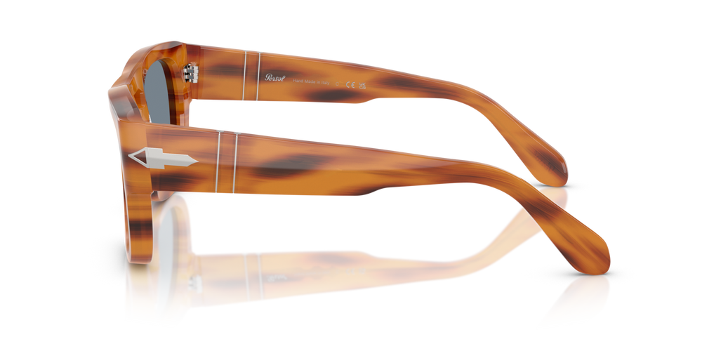Persol PO0064S with Striped Brown Frame and Blue Lenses - Image 4