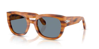 Persol PO0064S with Striped Brown Frame and Blue Lenses - Image 1