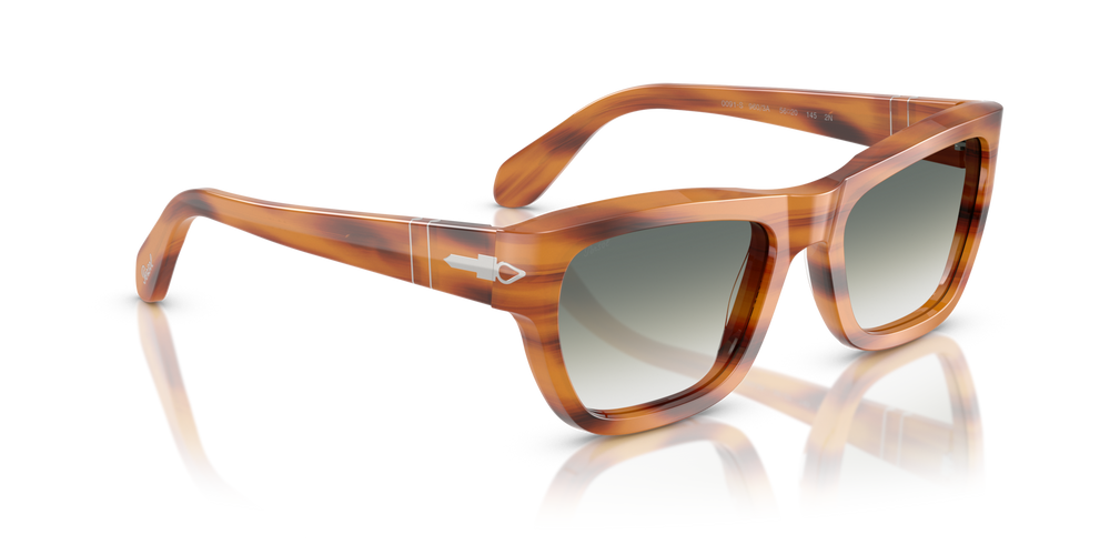 Persol PO0091S with Striped Brown Frame and Green Lenses - Image 3
