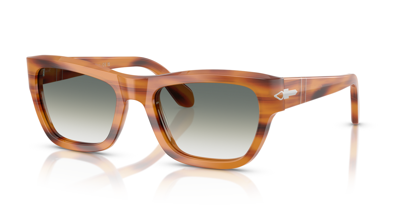 Persol PO0091S con Montura Marrón a Rayas y Lentes Verde - Imagen 1