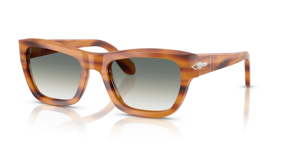Persol PO0091S with Striped Brown Frame and Green Lenses - Image 1