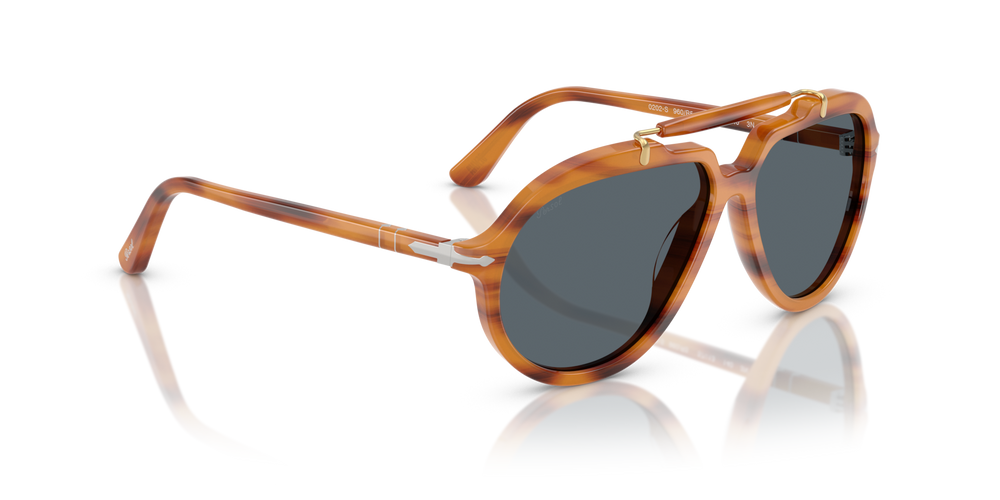 Persol PO0202S - Senna Series avec Monture Rayé Marron et Verres Bleu - Image 3