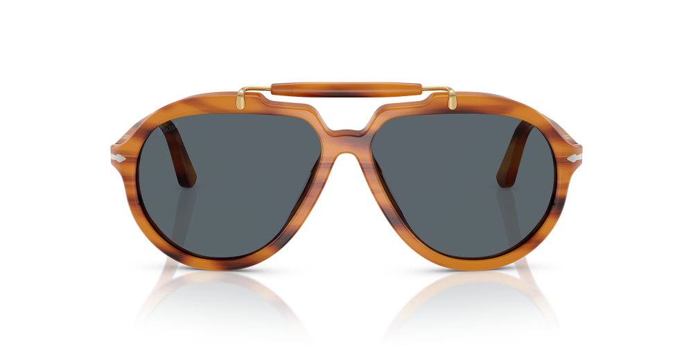 Persol PO0202S - Senna Series mit Braun gestreift Gestell und Blau Gläsern - Bild 2