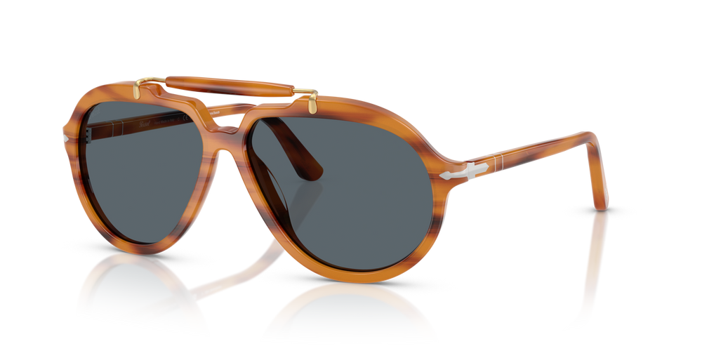Persol PO0202S - Senna Series com armação Castanho Listrado e lentes Azul - Imagens 1