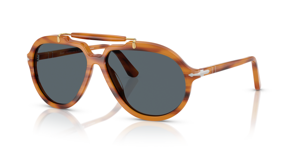 Persol PO0202S - Senna Series mit Braun gestreift Gestell und Blau Gläsern - Bild 1