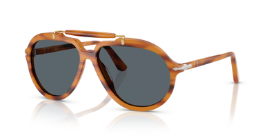 Persol PO0202S - Senna Series mit Braun gestreift Gestell und Blau Gläsern - Bild 1