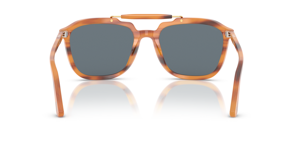 Persol PO0203S - Senna Series with Striped Brown Frame and Blue Lenses - Image 5