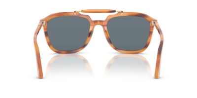 Persol PO0203S - Senna Series with Striped Brown Frame and Blue Lenses - Image 5
