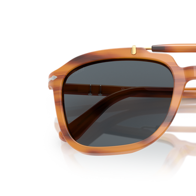 Persol PO0203S - Senna Series with Striped Brown Frame and Blue Lenses – Variant Image
