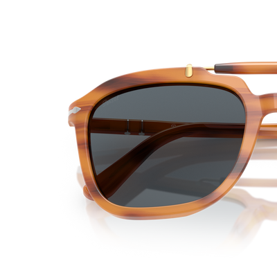 Persol PO0203S - Senna Series with Striped Brown Frame and Blue Lenses – Variant Image