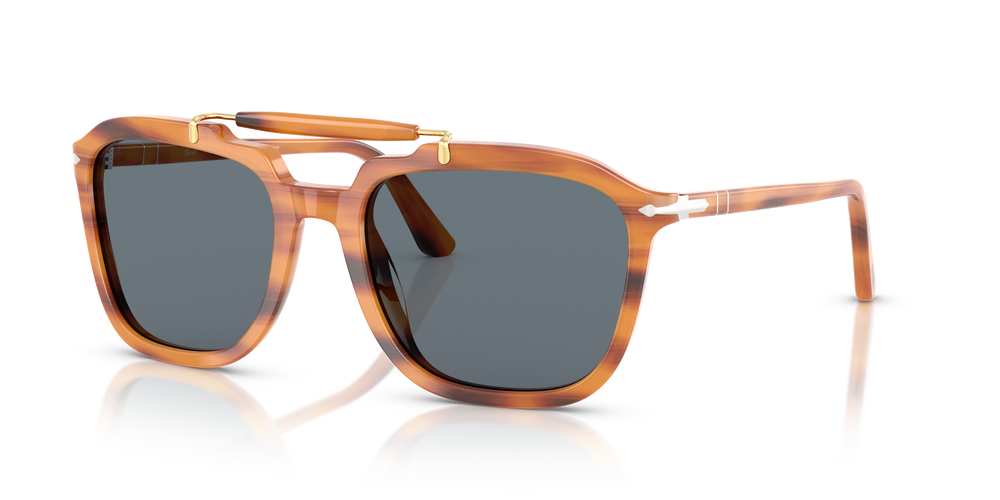 Persol PO0203S - Senna Series con Montatura Striato Marrone e Lenti Blu - Immagine 1