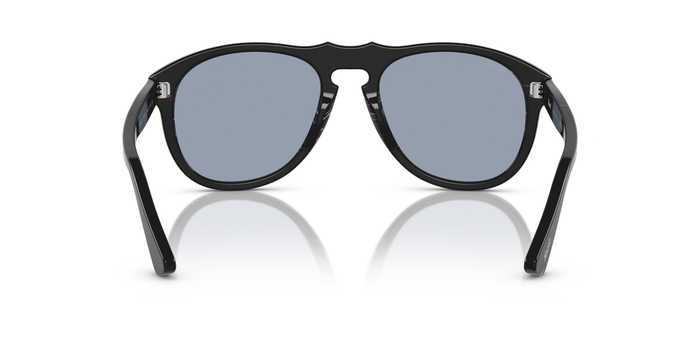 Persol 649 Series - Horn with Polished Black Frame and Blue Lenses - Image 5