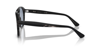 Persol 649 Series - Horn with Polished Black Frame and Blue Lenses - Image 4