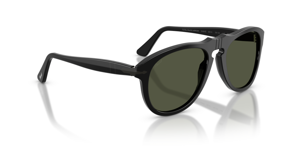 Persol PO0649NE - Total Black Arrow with Black Frame and Green Lenses - Image 3