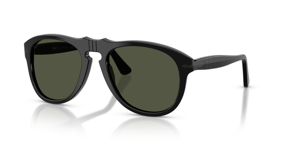 Persol PO0649NE - Total Black Arrow with Black Frame and Green Lenses - Image 1