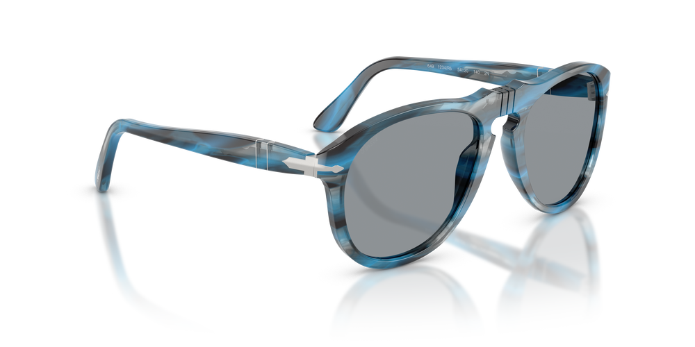 Persol 649 - Original con Montatura Striato Blu e Grigio e Lenti Grigio - Immagine 3