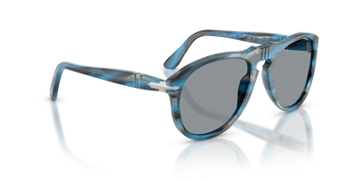 Persol 649 - Original with Striped Blue And Grey Frame and Grey Lenses - Image 3