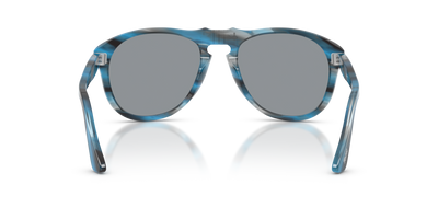 Persol 649 - Original con Montura Azul y Gris a Rayas y Lentes Gris - Imagen 5