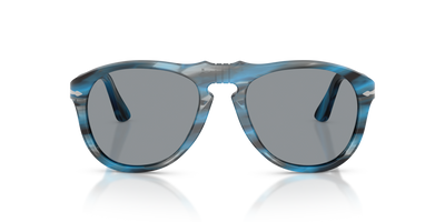Persol 649 - Original with Striped Blue And Grey Frame and Grey Lenses - Image 2