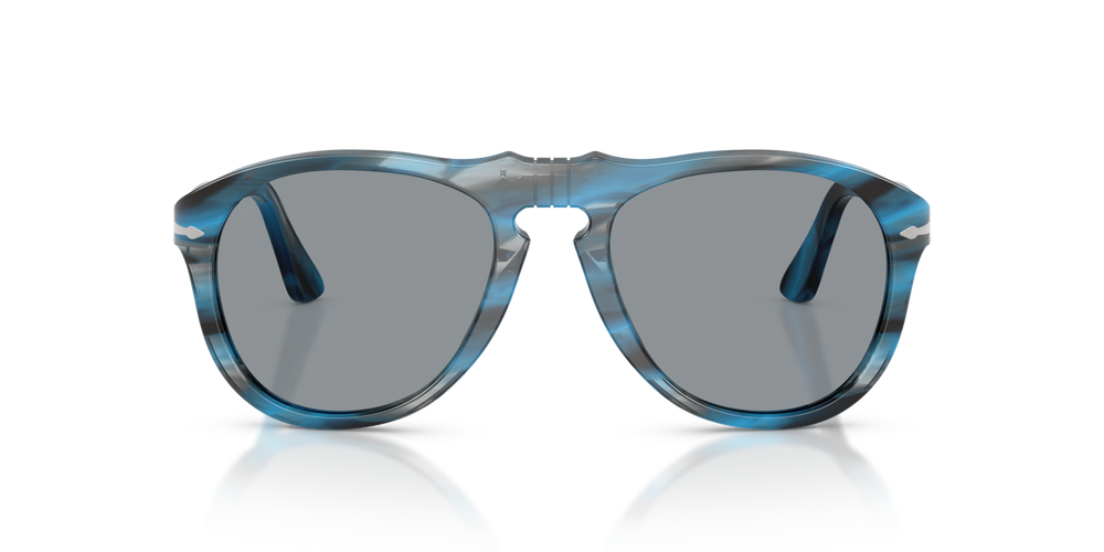 Persol 649 - Original con Montura Azul y Gris a Rayas y Lentes Gris - Imagen 2