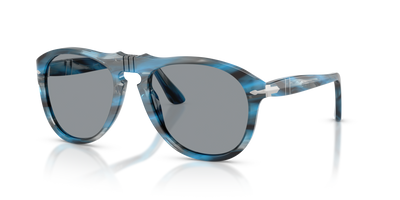 Persol 649 - Original con Montura Azul y Gris a Rayas y Lentes Gris - Imagen 1