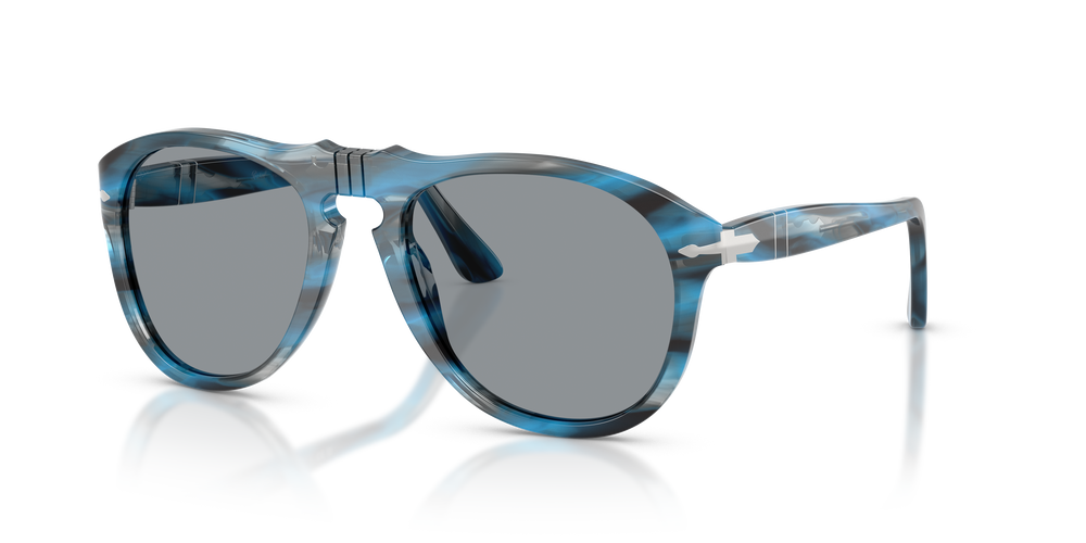 Persol 649 - Original con Montatura Striato Blu e Grigio e Lenti Grigio - Immagine 1