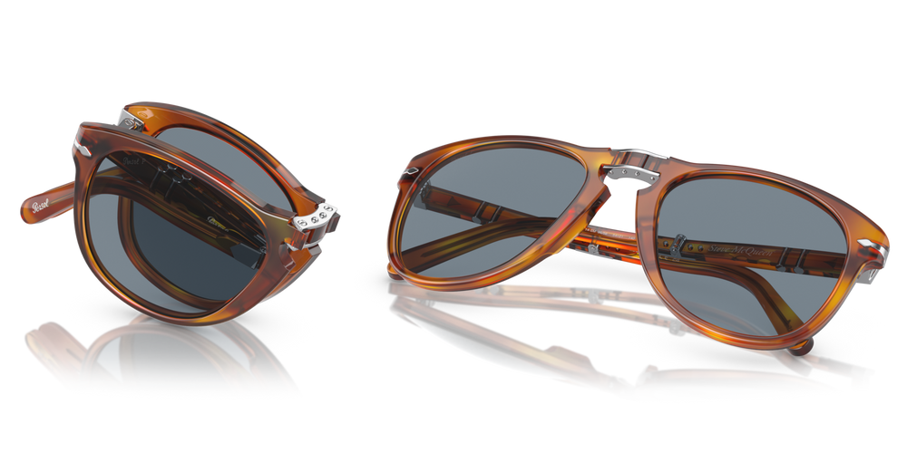 Persol 714SM - Steve McQueen avec Monture Havana Clair et Verres Bleu - Image 6