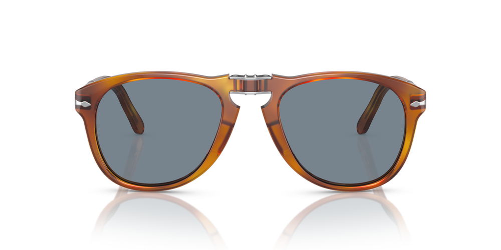 Persol 714SM - Steve McQueen with Light Havana Frame and Blue Lenses - Image 3