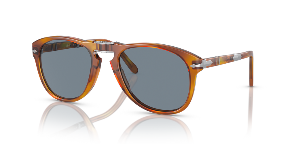 Persol 714SM - Steve McQueen with Light Havana Frame and Blue Lenses - Image 2