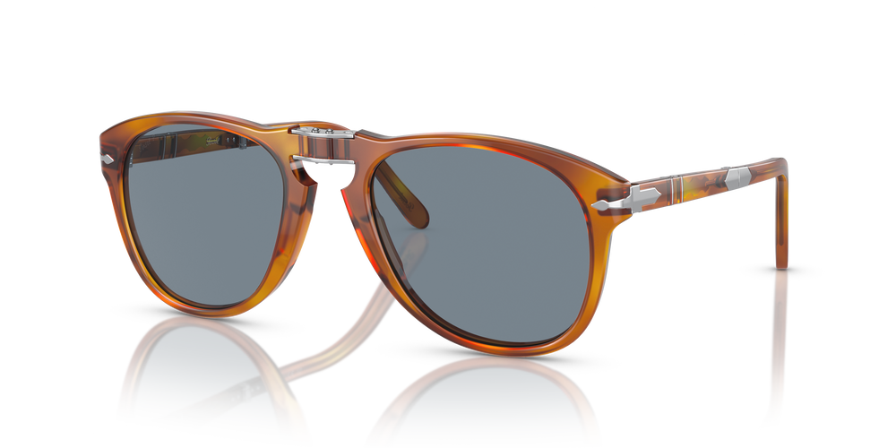 Persol 714SM - Steve McQueen with Light Havana Frame and Blue Lenses - Image 2