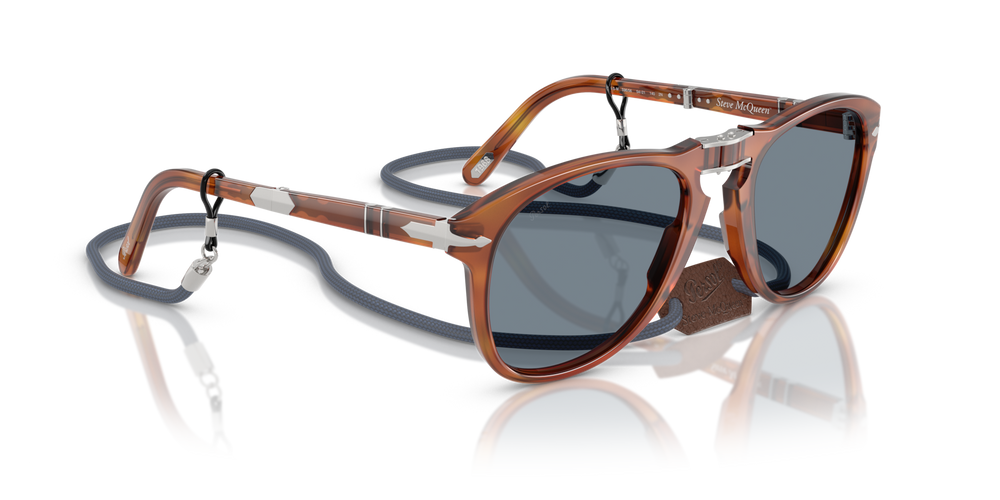 Persol 714SM - Steve McQueen - Exclusive avec Monture Terre de Sienne et Verres Bleu - Image 4
